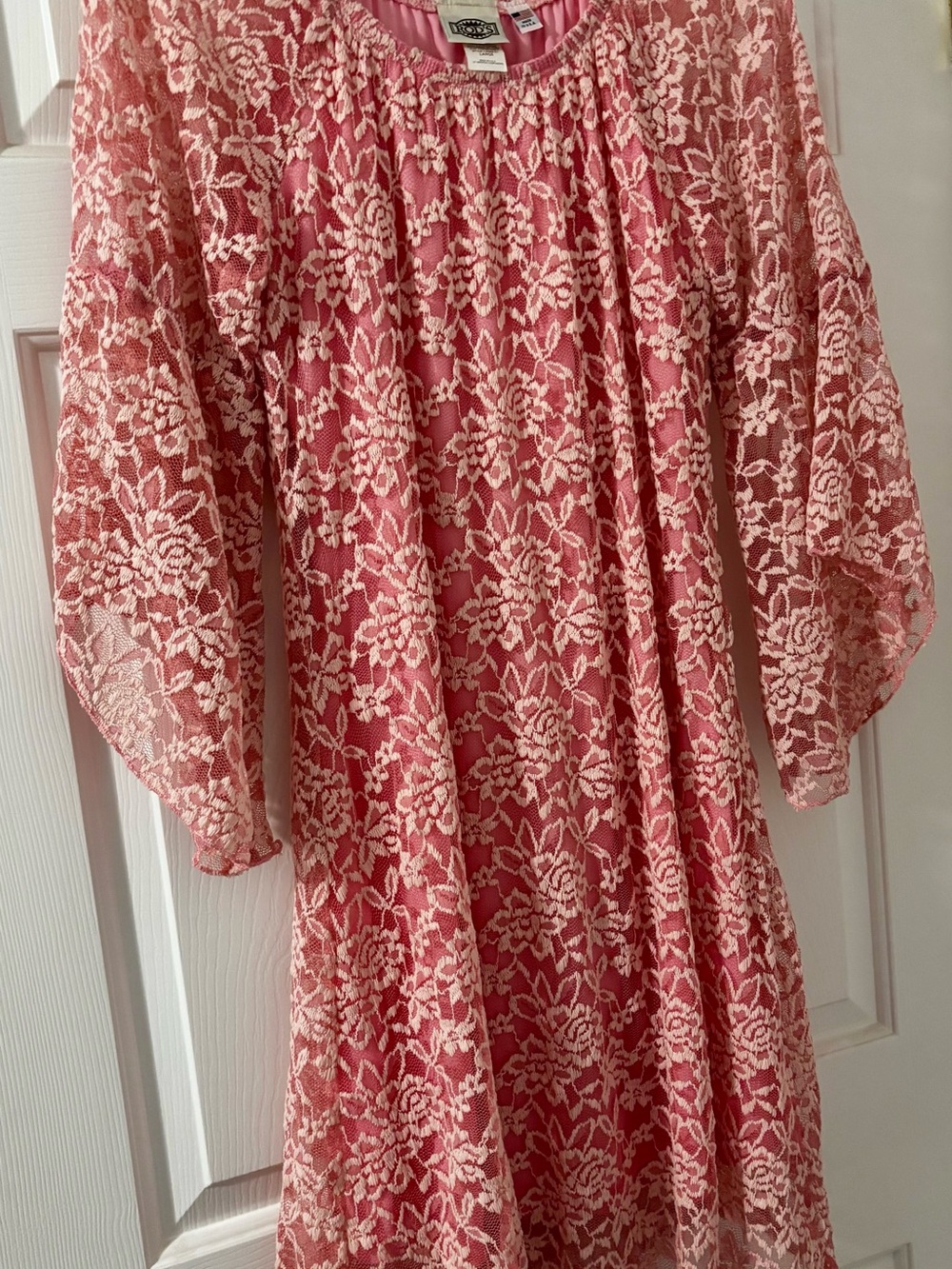 Rod's Pink Dress with Cream Lace Overlay